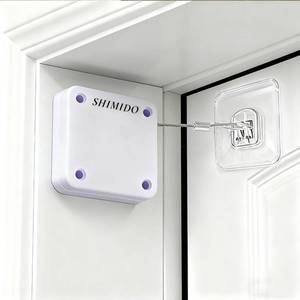 lot 656 image: SHIMIDO Upgraded Punch-Free 1000g Automatic Screen Door Closer, Sliding Screen Auto Door Closer with Steel Drawstring for Bathroom, Bedroom, Study Room etc. (2 Pack White) - Retail $16