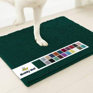 lot 680 image: Muddy Mat�  Super Water Absorbent Door Mat Indoor, Microfiber Quick Dry Chenille Entryway Rug, Slip Resistant Front Door Mat, Indoor Mats for Entryway, Machine Washable Pet Rug, Dark Green 30x19 - Retail $25