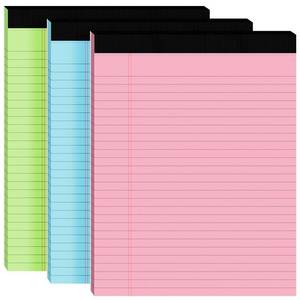 lot 691 image: 3pcs Legal Pads 8.5 x 11,Notepads 8.5 x 11 Inch, 30 SheetsPack, Color Note Pads Clear Print Writing Pads of Paper, Perforate Wide Ruled Lined with Sturdy Back for Office, Business & School Supplies - Retail $8