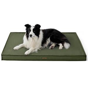 lot 694 image: BED COVER ONLY, NO INSERT LE SURE Outdoor Waterproof Dog Crate Bed Large Sized Dog, Orthopedic Egg Crate Foam Pet Bed with Oxford Fabric Surface and Removable Washable Cover, Pet Mat 35x22, Green - Retail $39