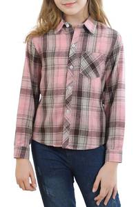 lot 699 image: Betusline Girls Plaid Flannel Shirt, Kids Long Sleeve Button Button Shirts Tops,F Pink #6��10-11 Years Tag 170 - Retail $19