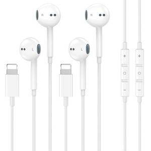 lot 701 image: Apple MFi Certified Wired Headphones for iPhone Earbuds with Built-in Microphone & Volume Control Nosie Reduction Earphones Headsets Compatible with iPhone 14 13 12 11 Pro Max XS XR X 8 7, 2 Pack - Retail $17