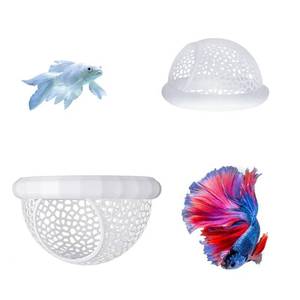 lot 702 image: Laoha 2 PCS Floating Betta Hammock & Shrimp Shelter �� 3D Printed Aquarium Decor with Feeding Ring, Safe Resting Spot for Betta Fish, Shrimp and Small Fish(2, White) - Retail $10