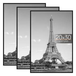 lot 17365 image: upsimples 20x30 Picture Frame Black 3 Pack, Scratch-Proof Poster Frames 20 x 30 for Photo Gallery - Slide-In Strips, Horizontal or Vertical Wall Mounting - Retail $40