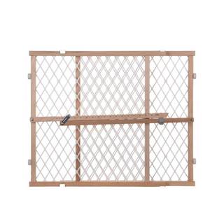 lot 17367 image: North States Easy Adjust Diamond Mesh Pet Gate  White  Wood  26.5  - 42  x 23 - Retail $147