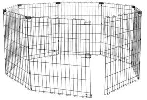 lot 17368 image: Amazon Basics Foldable Octagonal Metal Exercise Dog Playpen - IndoorOu, , Blacktdoor, No Door, Small (8 Panels, 24 x 30), Easy to assemble, store, and customize, 30 - Small, Black (small bend in one top corner-see pic) - Retail $46