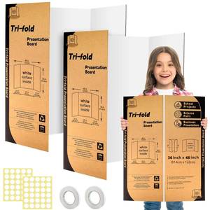 lot 17369 image: 2 Pack Trifold Poster Board 48 X 36, IKAYAS Single Sided White Poster Boards, Science Fair Display Boards Posterboard for Mounting, Prints, Art, Display,Projects Classroom Supplies - Retail $28