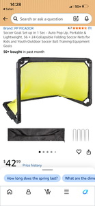 lot 17402 image: PP PICADOR Soccer Goal Set Auto Pop Up Portable 36 x 24 Collapsible - Retail $43