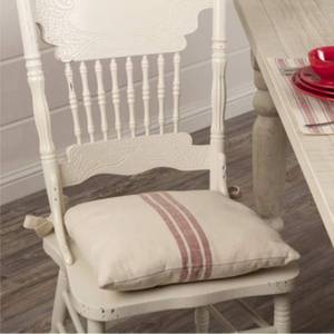 lot 17403 image: Piper Classics Market Place Red Grain Sack Stripe Chair Pad  Cotton - Retail $28