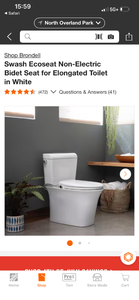 lot 17412 image: Brondell Swash Ecoseat Non-Electric Bidet Seat Elongated Toilet White - Retail $90
