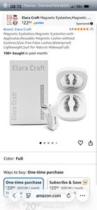 lot 17422 image: Elara Craft Magnetic Eyelashes with Applicator Reusable Full Set - Retail $22