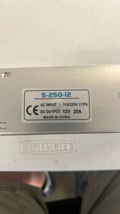 lot 17425 image: S-250-12 Power Supply 12V 20A AC Input 110220V - Retail $50