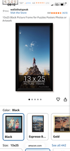 lot 17437 image: WallsThatSpeak 13x25 Black Picture Frame for Puzzles Posters Photos Artwork - Retail $15
