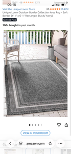 lot 17438 image: Unique Loom Outdoor Border Collection Area Rug 41 x 61 Black Ivory - Retail $35