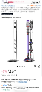 lot 17441 image: Foho Vacuum Stand Compatible for Dyson V6 V7 V8 V10 V11 Metal Storage Bracket - Retail $33