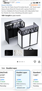 lot 17444 image: RDCMKL Two-Tier DJ Table Stand Portable Booth 40 Inch Dual-Layer - Retail $159