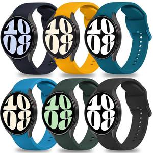 lot 17450 image: AOKOEE 6 Pack Compatible with Samsung Galaxy Watch 6 Band Galaxy Watch 5Galaxy Watch 4Galaxy Watch 5 ProGalaxy Watch 64 Classic, No Gap Soft Silicone Sport Replacement Strap for Women Men - Retail $32