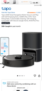 lot 17453 image: Tapo RV30 Max Plus LiDAR Smart Navigation Robot Vacuum and Mop with Self-Emptying Dock - Retail $229