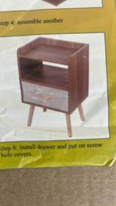 lot 17458 image: Nightstand with Drawer and Open Shelf (missing legs- can get those anywhere) - Retail $25