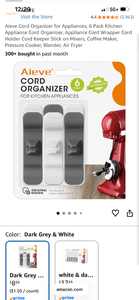 lot 17475 image: Aieve Cord Organizer for Appliances 6 Pack Kitchen Appliance Cord Wrapper ( similar to stock photo but a 2 pack) - Retail $8