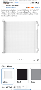 lot 17481 image: Perma Child Safety Retractable Baby Gate 41 Tall x 71 Wide Mesh - Retail $39
