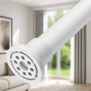 lot 18020 image: ALLZONE Tension Curtain Rod for Window, 83-123 Inches, Heavy Duty Curtain Rods No Drilling, Non-Slip Bathroom Shower Tension Rod, Renter Friendly, Adjustable, Spring Loaded, Extra Long, White - Retail $43