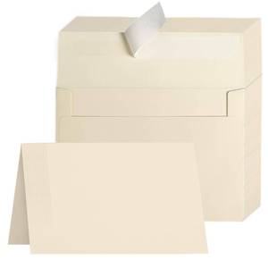 lot 1931 image: GIGYES 100 PCS Cream Blank Cards and Envelopes 5x7, Cream 5x7 Cardstock & 5.25 x7.25-inch A7 Envelopes Self Seal for Wedding Invitation, Thank You Notes, Birthday, DIY Greeting Cards - Retail $23