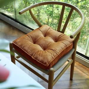lot 1952 image: vctops Fall Soft Velvet Chair Pads with Ties Comfy Solid Seat Cushion for Dining Chairs, Office Chairs, Hardwood Floors (Dark Orange, 16x16) - Retail $22