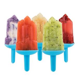 lot 5179 image: Tovolo Gem Popsicle Molds with Sticks Reusable Silicone Ice Pop Molds with Drip Catcher for Homemade Flavored Ice Pops Frozen Yogurt Snack, Dishwasher Safe BPA Free Upright Freezer Gem Popsicle Maker - Retail $10