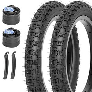 lot 5181 image: MOHEGIA Kids Bike Tires Replacement Set 2-Pack 20x2.125 inch (57-406 mm) Folding Bicycle Tires and Pair 20 inch Inner Tubes Schrader Valve with Tire Levers - Retail $34