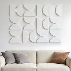 lot 5188 image: Half Circles 3D Wall Panels, Wall Decor Accents, Geometric Art, Large Wall Art, Landscape Home Decoration Modern and Minimalist For living Room,Bedroom, Office-24-Pack Panel Kit (White-24 PACK) - Retail $50