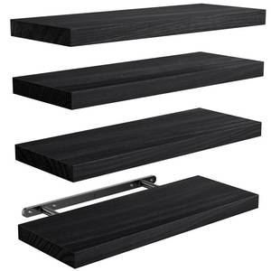 lot 5193 image: AMADA HOMEFURNISHING Floating Shelves, Paulownia Wood Wall Shelves for BathroomLiving RoomBedroomKitchenHome Office, Natural Wood Floating Shelf for Home Storage & Organization, Set of 4, AMFS40B - Retail $33
