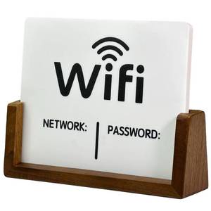 lot 5214 image: HILELIFE Wifi Sign for Guests Wooden Base Wifi Password Sign for Home Office Cafe, Custom Wifi Network Display Modern Minimalist Decor (White) - Retail $12