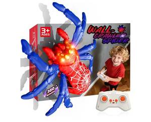 lot 5227 image: Wall Climbing Spider Robot - Gravity-Defying Ceiling & Floor Crawler with LED Eyes, 360° Stunts, Rechargeable RC Spider Toy for Kids Ages 3 - Retail $25