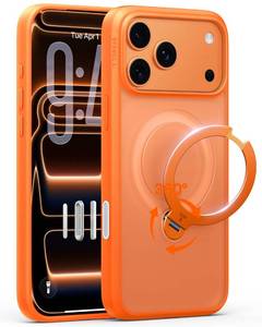 lot 19242 image: TORRAS Q3 Spin for iPhone 17 Pro Max Case with 360 Magnetic Stand, Wireless Charging Compatible, Hard PC Case for 17 Pro Max Phone Case with Stand, Translucent Cosmic Orange - Retail $43