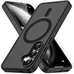 lot 19245 image: Vansdon for Samsung Galaxy S24 Case  S25 Case, Compatible with MagSafe, Magnetic Translucent Matte Slim Protective Cover with 1 Screen Protector - Military-Grade Drop Protection (Black) - Retail $10