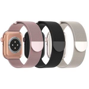 lot 19267 image: STEEZRD 3 Pack Mesh Metal Apple Watch Bands, 38mm-45mm, Stainless Steel Magnetic Loop Band Replacement for Ultra 2 iWatch Series 98SE7654321 - Retail $19