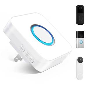 lot 19272 image: 3 in 1 Wireless Doorbell Chime, Compatible with Ring & Blink & Google Nest Video Doorbell, Plug & Play, 2.4G WiFi, 5 Volumes, 32 Chimes, LED Indicators, Works with Alexa for StoreHomeOffice, 1 PACK