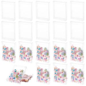 lot 19277 image: WOPPLXY 80 Pcs Clear Favor Boxes, 5 x 4 x 1.2 Inch Clear Cookie Boxes, Rectangle PVC Transparent Gift Box, Transparent Treat Boxes for Packaging Dessert, Candy,Wedding, Party , Valentine, Halloween, Christmas - Retail $24