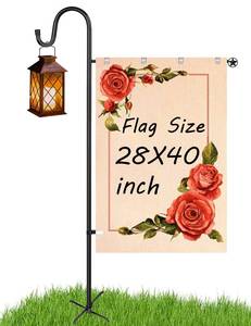 lot 60690 image: LOPANNY Large Garden Flag Holder Stand Pole for 28 x 40 Flags with Shepherds Hooks for Outdoor - Upgraded Sturdy 60 Inches Yard Flag Post Stake Perfect for Outdoor Decor(without Solar Lights & Flag) - Retail $27