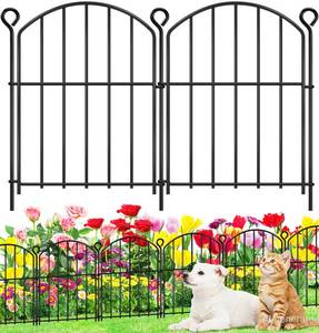 lot 60693 image: Decorative Garden Fence 17in (H) x10ft (L), Arched Rustproof Metal No Dig Fence for Dogs & Rabbit, Ornamental Animal Barrier for Flower Beds, Border Panels Fencing for Yard & Patio Outdoor Decor - Retail $24