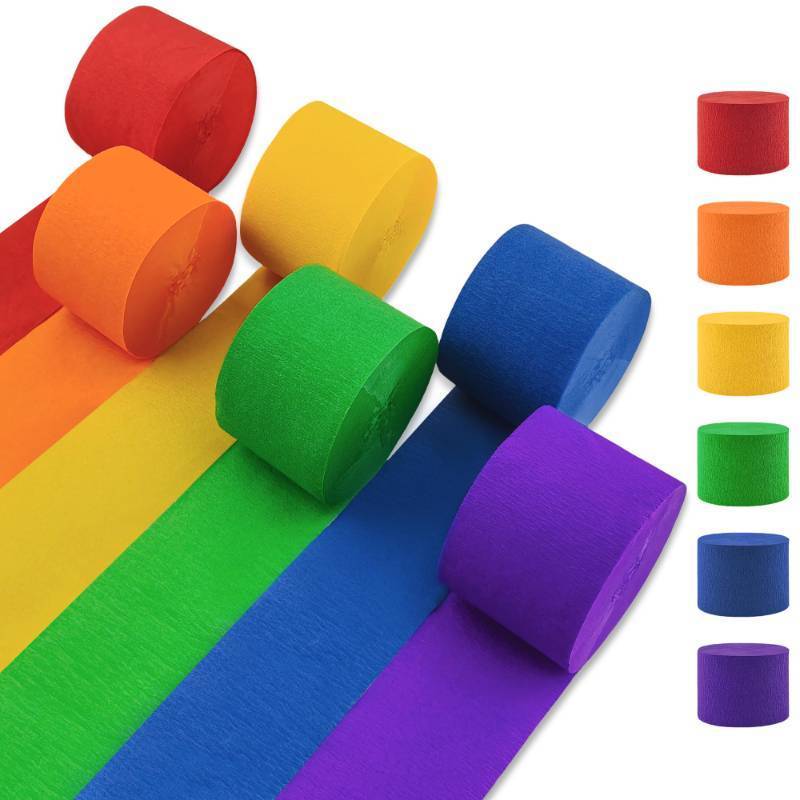 lot 32251 image: Oun Nana Crepe Paper Streamers 6 Rolls Rainbow Streamers 2.2 Inches 738 Feet, Streamers Party Supplies for Birthday, Wedding, Baby Shower, Bachelorette Party, Graduations Decorations, DIY Crafts - Retail $9