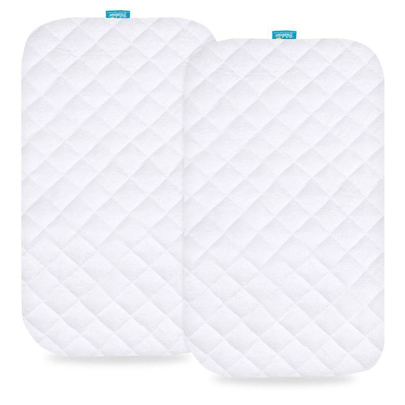 lot 9315 image: Waterproof Bassinet Mattress Pad Cover Compatible with Baby Delight Beside Me Dreamer Bassinet, 2 Pack, Ultra Soft Surface, Breathable and Easy Care - Retail $23