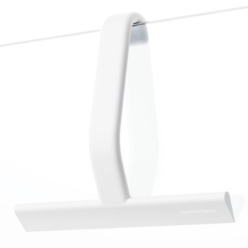 lot 43206 image: dancemoon JustHang Shower Squeegee for Glass Doors, All-One-Piece Award-Winning Silicone Squeegee with Built-in Hook for Bathroom, Window, Mirror, Tile Wall,Car, Streak-Free Cleaner Tool,10-Inch White - Retail $25