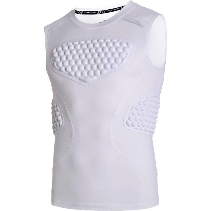 lot 43251 image: COOLOMG Youth Baseball Padded Shirt Kids Chest Protector Rib Heart Guard Sternum Protection for Football Softball Lacrosse Goalies Pure White L - Retail $27