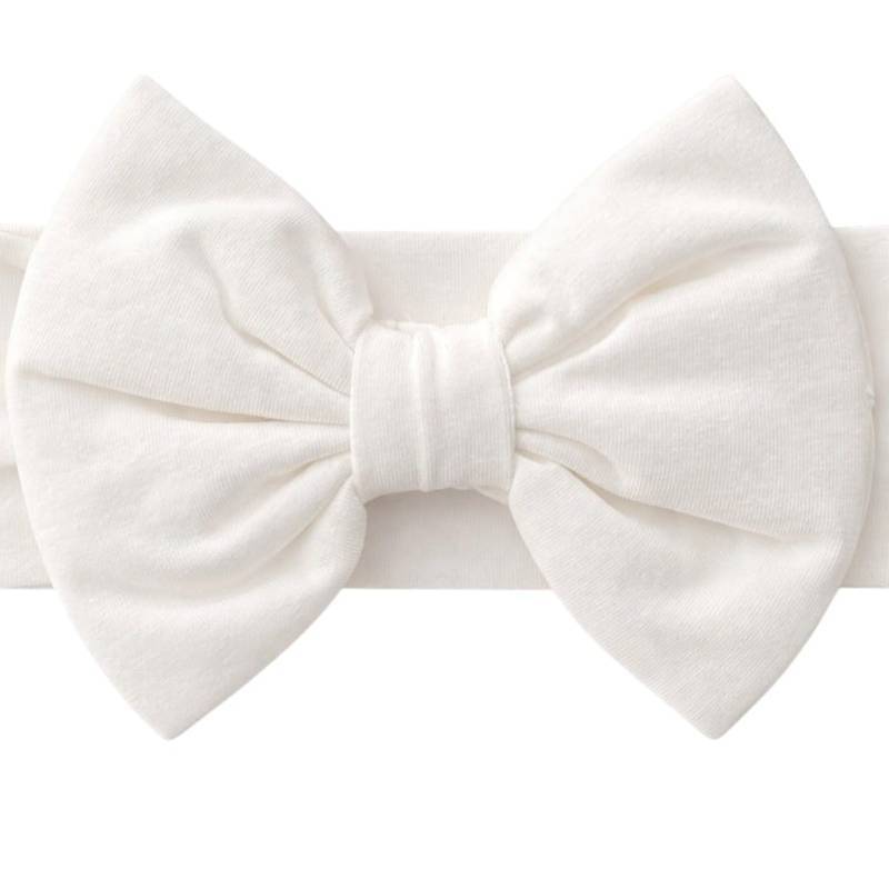 lot 25956 image: BABYGIZ Baby Girl Headbands-Infant Toddler Cotton Handmade Hairbands with Big Bows Child Hair Accessories (Soft White, 3-36 Month) - Retail $13