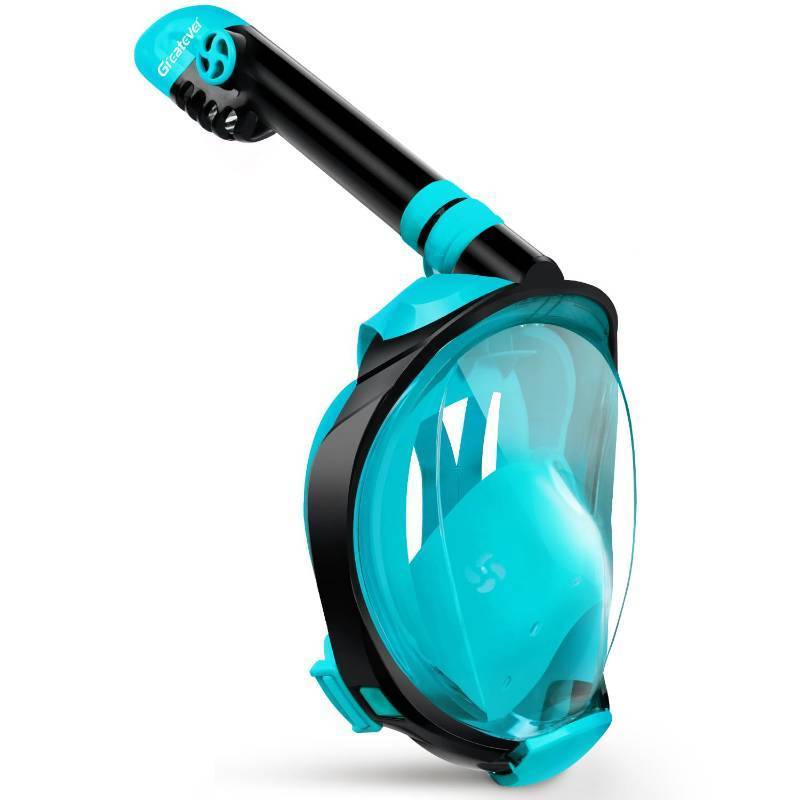 lot 28220 image: Greatever G2 Full Face Snorkel Mask with Latest Dry Top System,Foldable 180 Degree Panoramic View Snorkeling Mask with Camera Mount,Safe Breathing,Anti-Leak&Anti-Fog - Retail $34