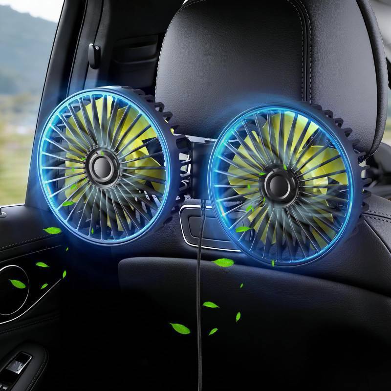 lot 26021 image: IriQuart Car Fans for Backseat for Kids, Car Backseat Fan for Car Back Seat(No Battery) - Retail $16
