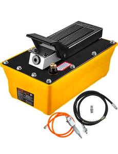 lot 21095 image: VEVOR Air Hydraulic Pump, 10,000 PSI Hydraulic Foot Pump, 0.6 Gal Reservoir Foot Operated AirHydraulic Pump, with Hose and Spray Gun for Heavy Machinery Rigging, Auto Repair, Auto Body Frame Machines - Retail $116