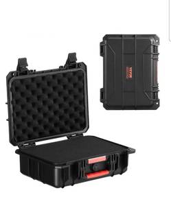 lot 21119 image: VEVOR Weatherproof Hard Case, Heavy Duty Protective Dry Box Case with Pre-cut Foam, and Retractable Pull Handles for Travel, Hunting, Military, Tactical, IP67 Waterproof Case for Cameras (40x32x16.6) - Retail $0